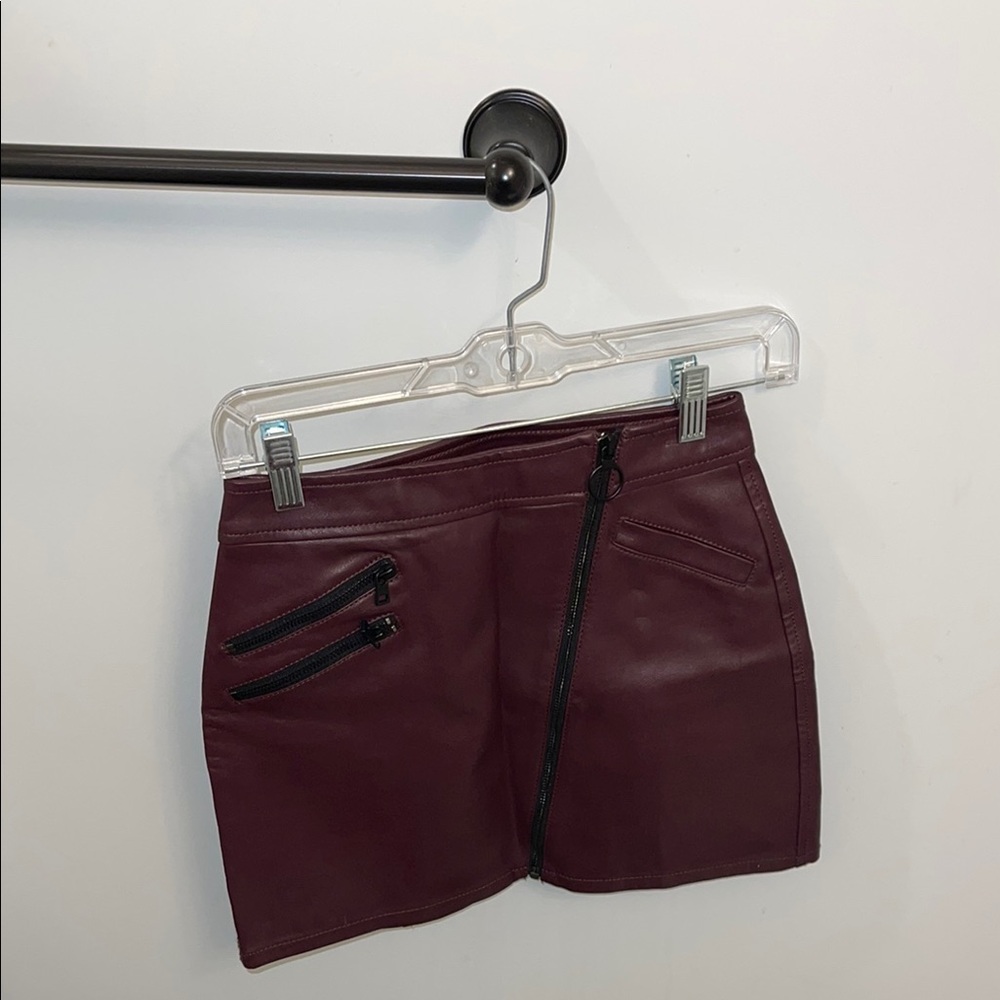 EXPRESS Burgundy Faux Leather Mini Skirt